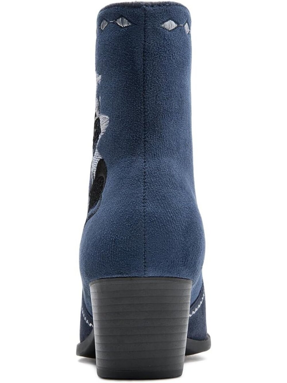 Women's Deep Blue Western Boots Cowgirl Low Chunky Heel Pointed Toe Mid - Picture 4 of 7